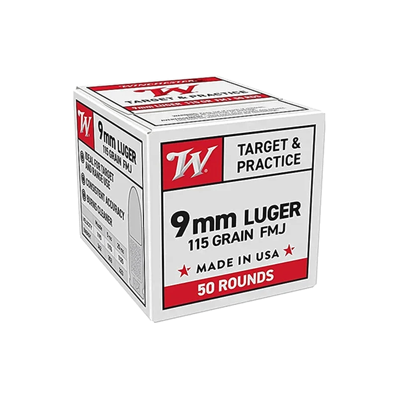 Winchester USA 9mm Ammo 115 Grain Full Metal Jacket - W9MM50