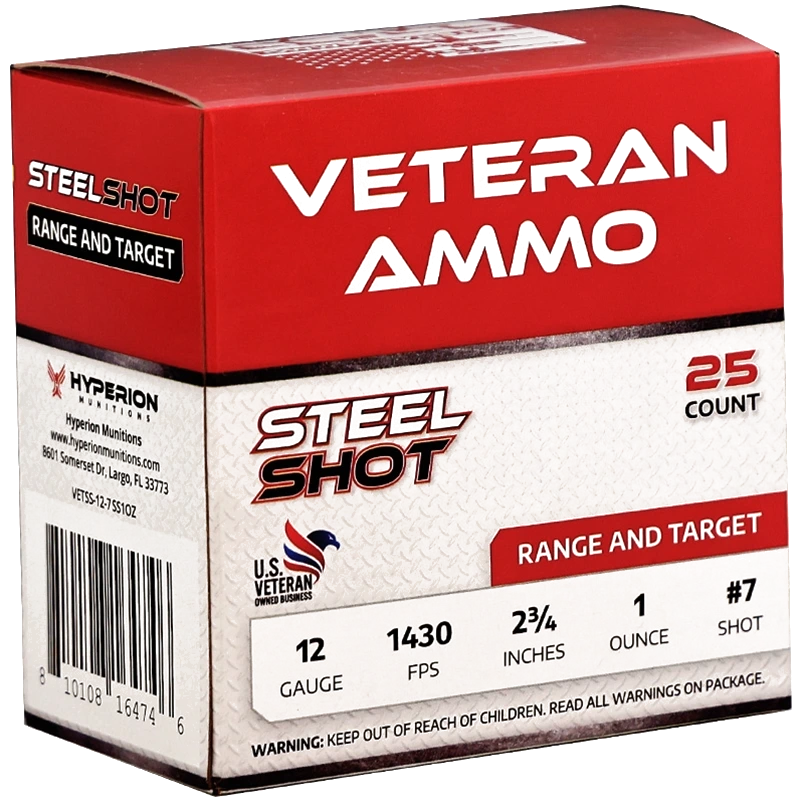Veteran 12 Gauge Ammo 2 3/4" 1 oz #7 Steel Shot