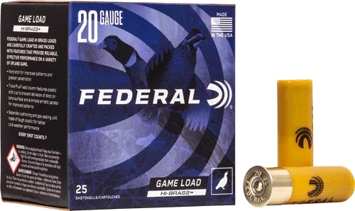 Federal Game Load Hi‑Brass 20 Gauge Ammo 1 oz 2‑3/4" #7.5 Lead Shot 350 Pellets