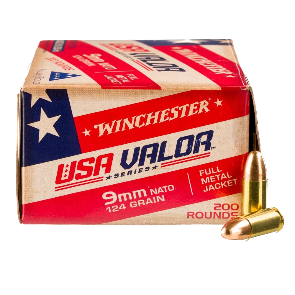 Winchester USA Valor 9mm Luger Ammunition 200 Rounds FMJ 124 Grain