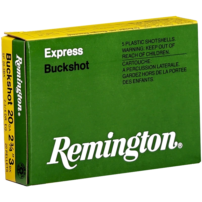 Remington 20 Gauge Ammo 2 3/4" #3 Buckshot 20 Pellets - 20B3